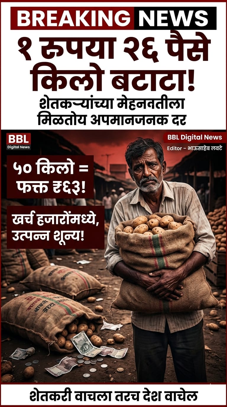 बटाट्याचा भाव १ रुपया २६ पैसे: शेती व्यवस्थेचा पराभव की शेतकऱ्यांचा?