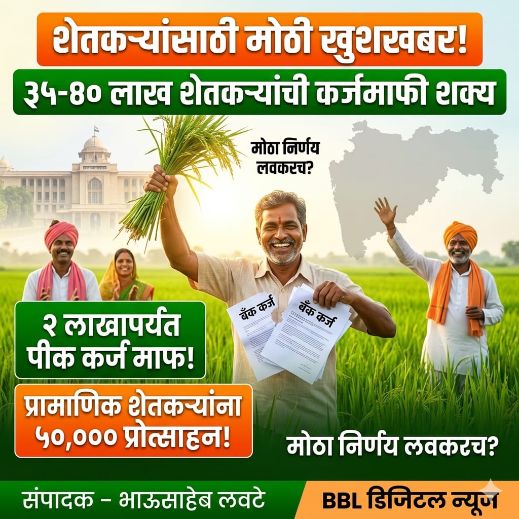 शेतकऱ्यांसाठी खुशखबर ३५-८० लाख शेतकऱ्यांची कर्जमाफी शक्य